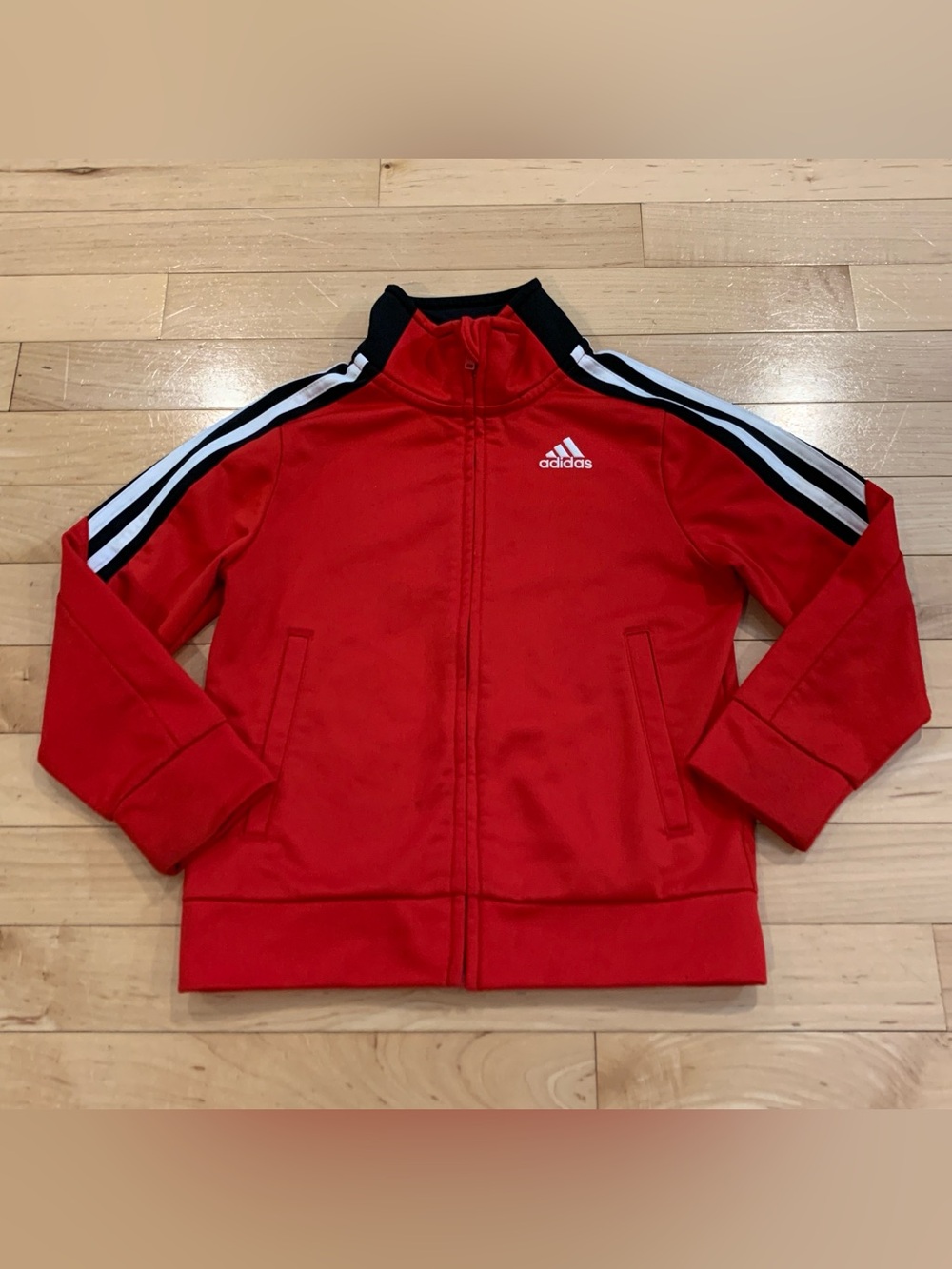 Adidas Toddler Boys Size 4T Red Track Jacket Full Zip Sweatshirt
